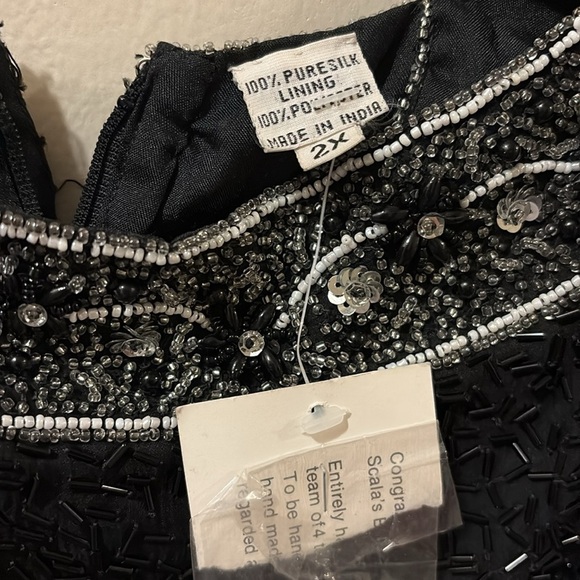 Scala NWT women’s 2X -Elegant Black Sleeveless Dress - silk -beaded - sleeveless - Picture 3 of 7